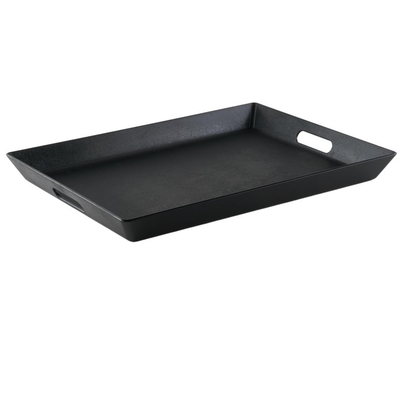 Get G.E.T. RST-1522-BK Non-Skid Ottoman / Coffee Table Serving Tray, 15" x 20", Black - Image 1